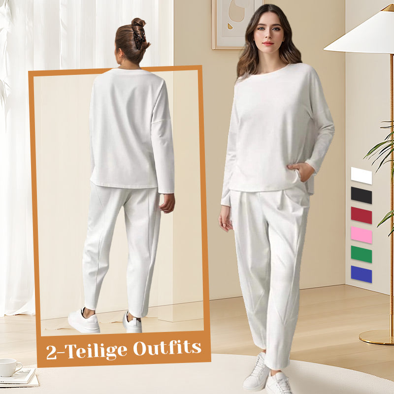🔥2-teiliges Set mit langärmeligem Oberteil mit Rundhalsausschnitt & Hose🔥