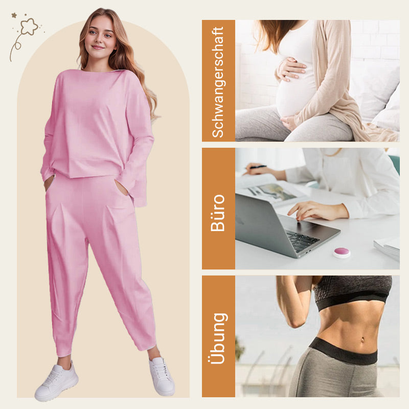 🔥2-teiliges Set mit langärmeligem Oberteil mit Rundhalsausschnitt & Hose🔥