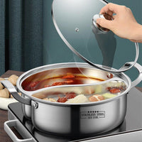 🏘️Essential Für die heimische Küche🍲Edelstahlverdickter Hot Pot mit zwei Geschmacksrichtungen
