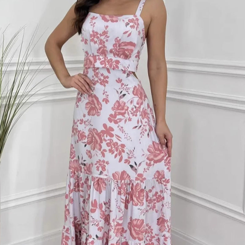 🏖️Sommer-Special👗 Damen-Blumenprint-Kleid mit Plisseesaum