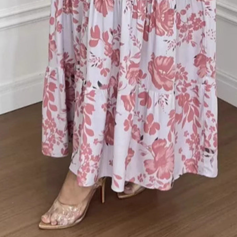 🏖️Sommer-Special👗 Damen-Blumenprint-Kleid mit Plisseesaum