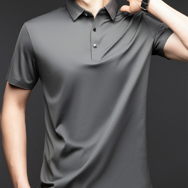 👔😎Herren T-Shirt mit kurzen Ärmeln und Hemdkragen im Business-Casual-Stil