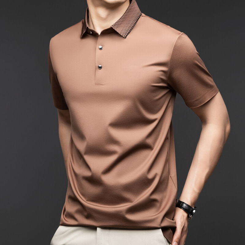 👔😎Herren T-Shirt mit kurzen Ärmeln und Hemdkragen im Business-Casual-Stil