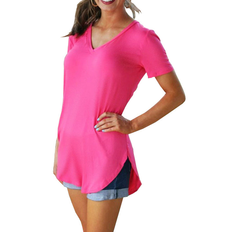 🌟Women's Casual Solid Color V-Neck T-Shirt
