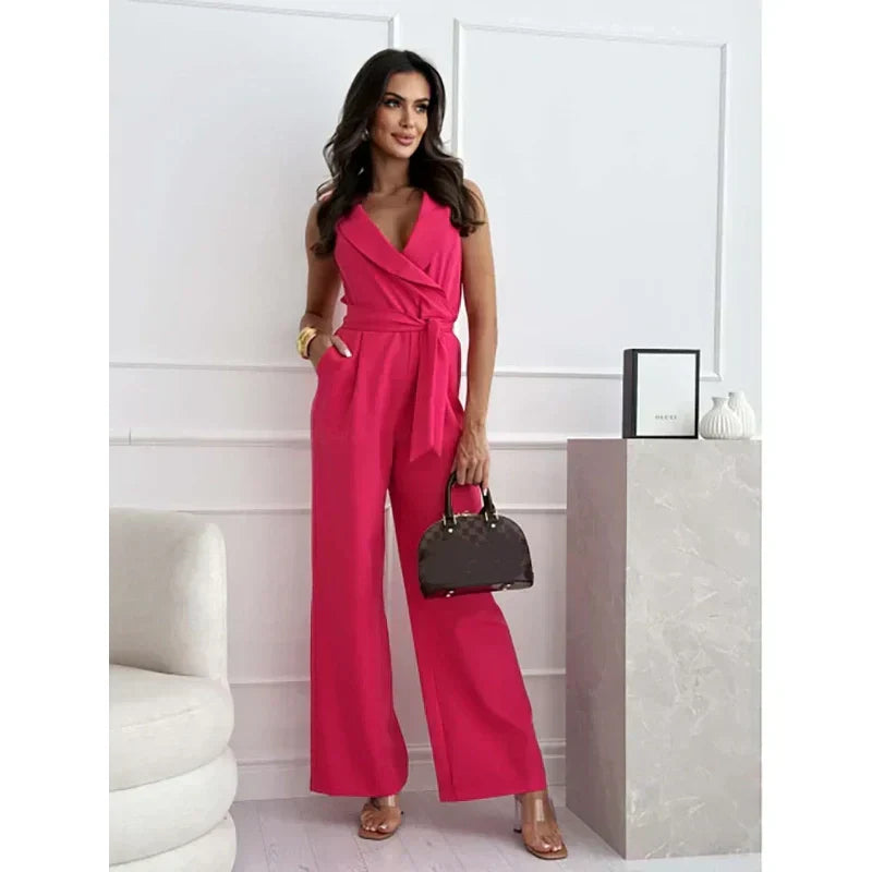 🌟Women's Sleeveless V-Neck Solid Jumpsuit🕊️