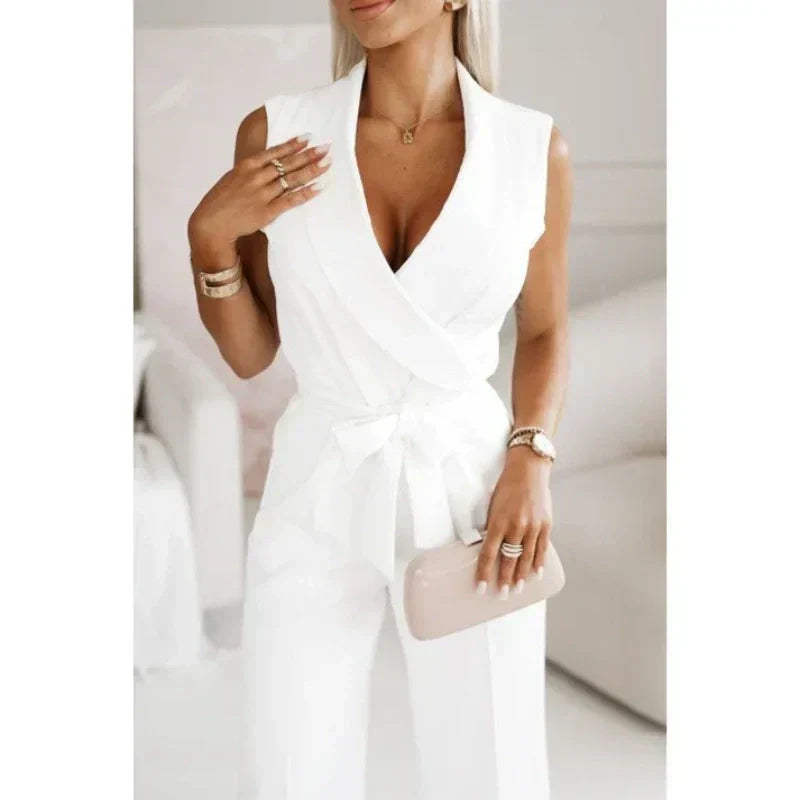 🌟Women's Sleeveless V-Neck Solid Jumpsuit🕊️