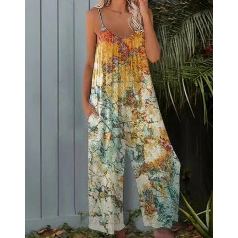 💃Sommer-Hot-Sale 50% Rabatt🥰☀️Damenmode Spaghettiträger-Jumpsuit mit Print