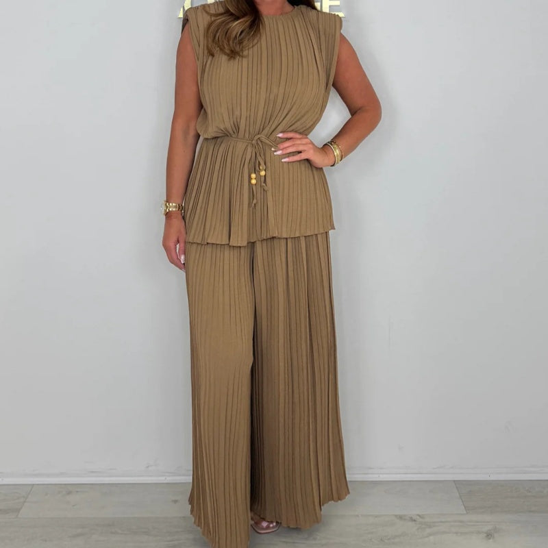 🌟Ärmelloses Oberteil mit Gürtel und lange Hose für Damen