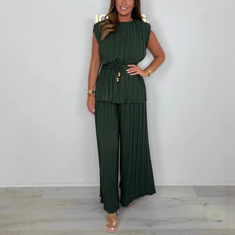 🌟Ärmelloses Oberteil mit Gürtel und lange Hose für Damen