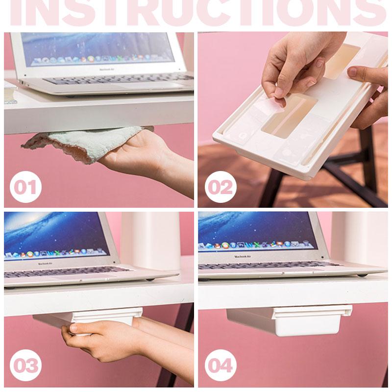 📦✨ Selbstklebende Unter-Tisch-Schublade für Büro & Schreibtisch – 2+1 Gratis! 🎁🔥