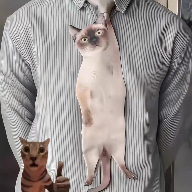 😺😺ereits 3.000 verkauft!!🤩🤩Realistische hängende Katzenkrawatte für Männer