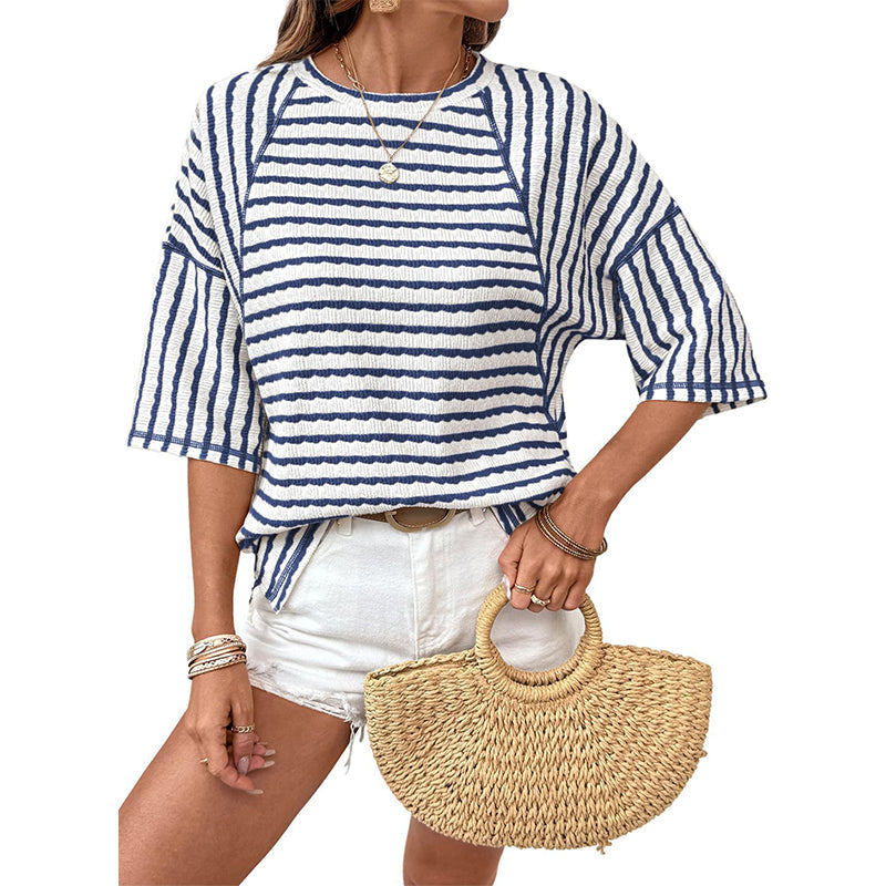 👚 50 % RABATT! 🔥 Damen-T-Shirt mit Streifen & lockerer Passform