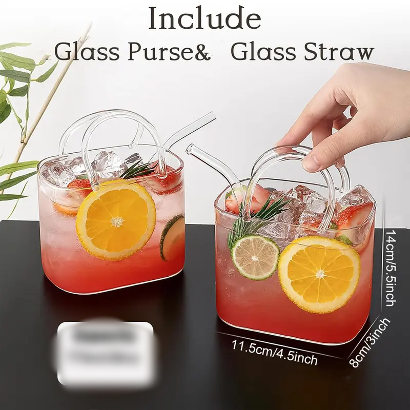 🎀🍹 Modische Glasbecher in Handtaschenform mit Henkeln 🌟 Trendig & Schön