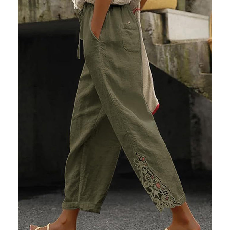 🥳2026 HEISSER VERKAUF🥳💞50 % Rabatt-ÜBER 50K+ VERKAUFT!✨🔥Damenhose mit Spitzenbesatz und Kordelzug