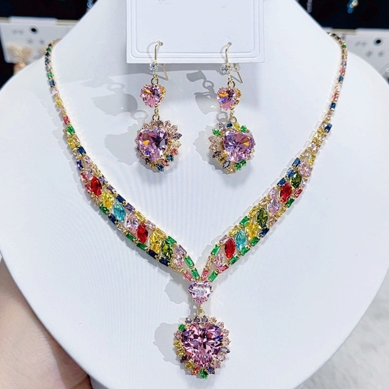 đFunkelndes Herz Halskette & Ohrringe Set mit Kristallen â Elegantes Schmuckset in Geschenkbox fĂŒr Festlichkeiten & Alltagâš
