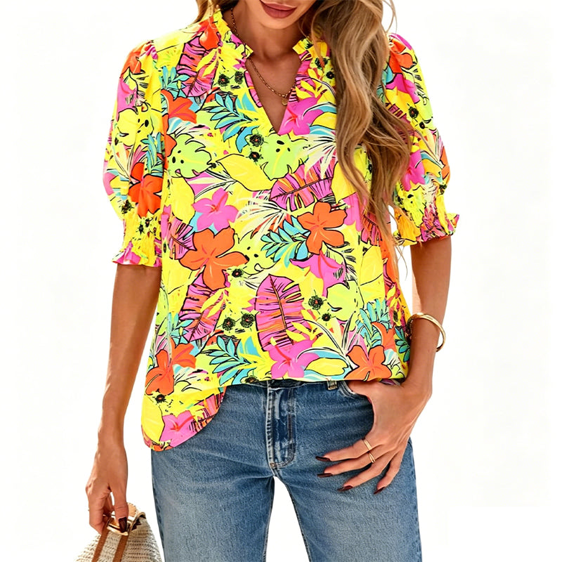 đ JETZT 50 % RABATT! đ¸ Sommerliches Damen-Top mit Blumenmuster und Puffärmeln â Leicht und atmungsaktiv â Romantisches Design, perfekt fĂźr Brunch oder Gartenpartys â unkompliziert und schick đ