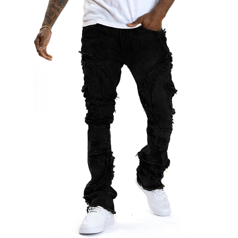 đ 50% RABATT! âš Klassische Stretch-Jeans mit ausgestelltem Bein fĂŒr Herren â Vintage-Wash & Patchwork-Details â Hochwertige Denim, perfekt fĂŒr Smart-Casual-Style â bequem und stilvoll đ„