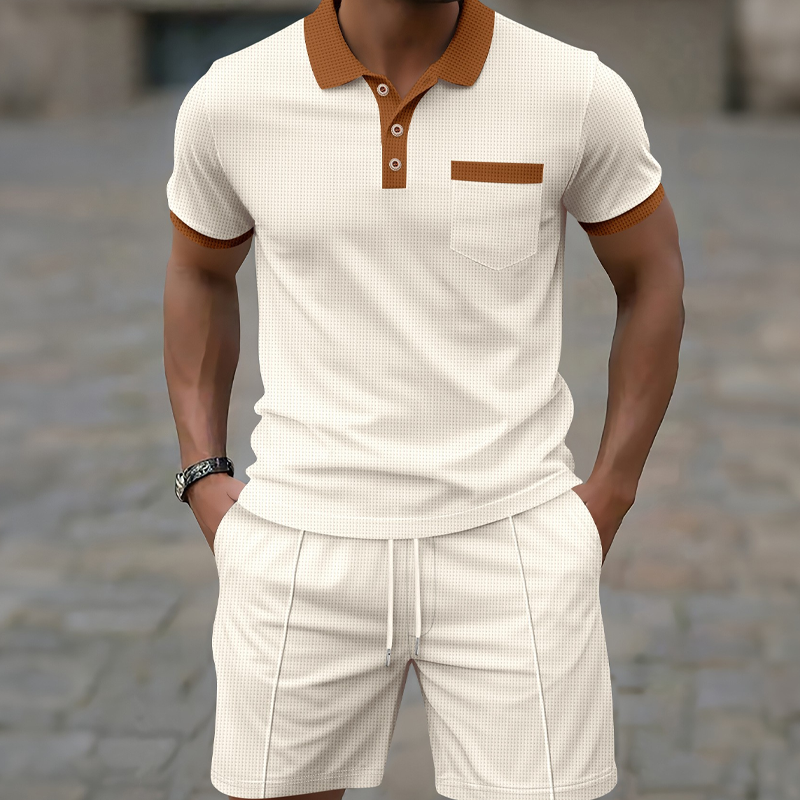 🌿☀️Sommer Casual Waffelstrick 2-teiliges Set für Herren👖✨Leichter Herren Zweiteiler