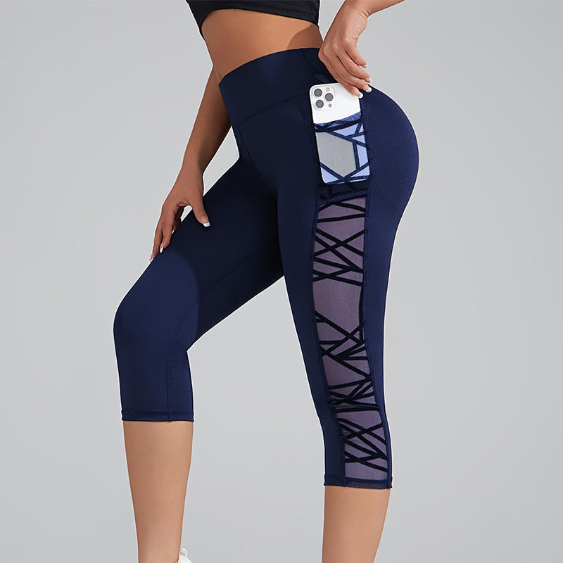 🧘♀️💨🩰🏋️Damen Atmungsaktive Mesh-Einsatz Yoga-Leggings – Luftige Mesh-Einsätze, Schweißableitend für Workout & Alltag