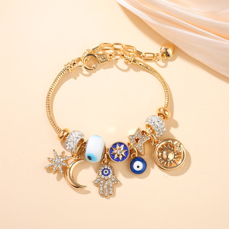 🌙☀️ Celestiales Sonne‑Mond‑Charm‑Armband|Elegantes Mond‑Sonne Charm Armband für Damen