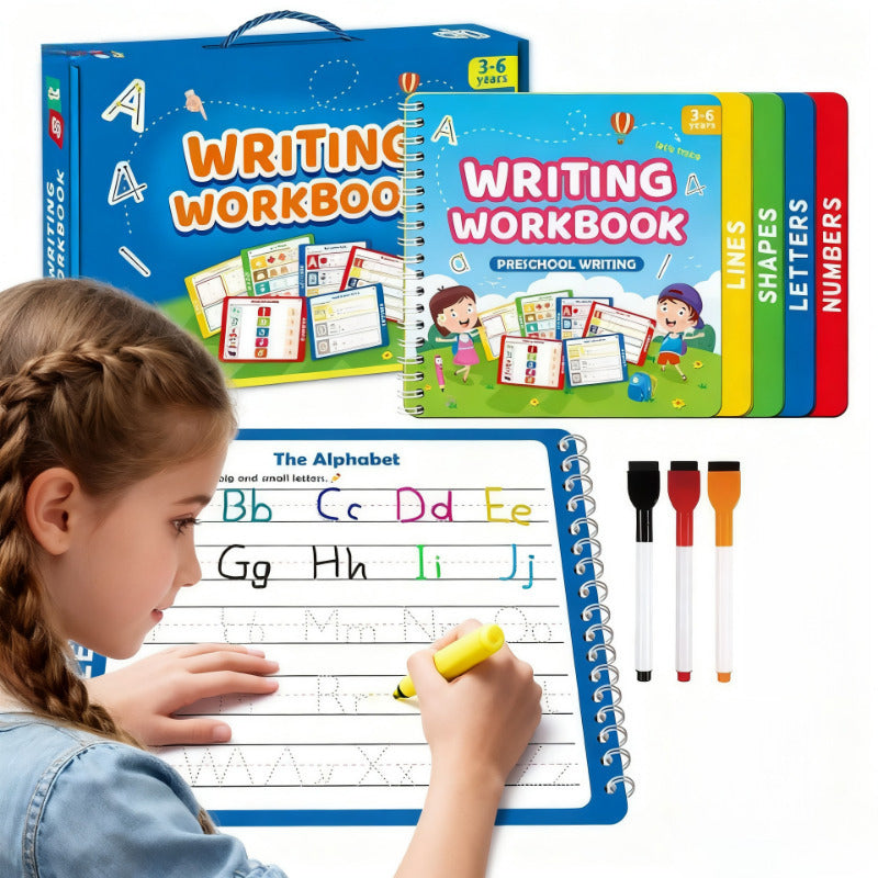 ✏️📘 Wiederverwendbares Graphomotorik-Heft – 50% RABATT! Linien, Formen, Buchstaben & Zahlen, 6 radierbare Stifte – ideal für 3-6 Jahre. 💪