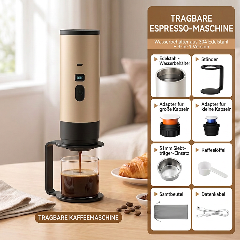 📢📢50% RABATT !!⏰Tragbare Espressomaschine für Reisen