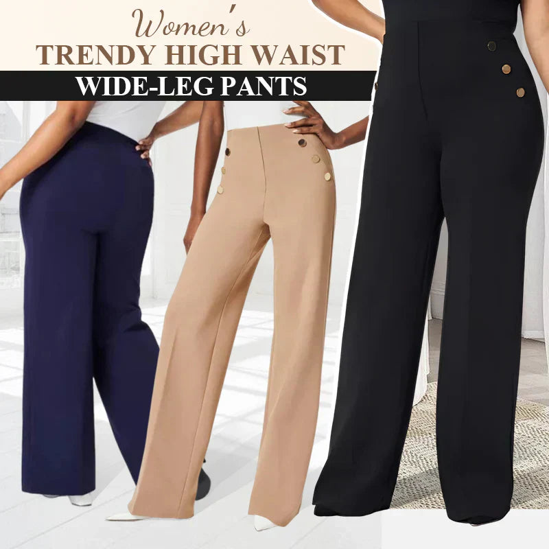 👖In drei Längen erhältlich🔥Hoch elastische Hose mit Knopfverschluss und weitem Bein für eine figurformende Wirkung