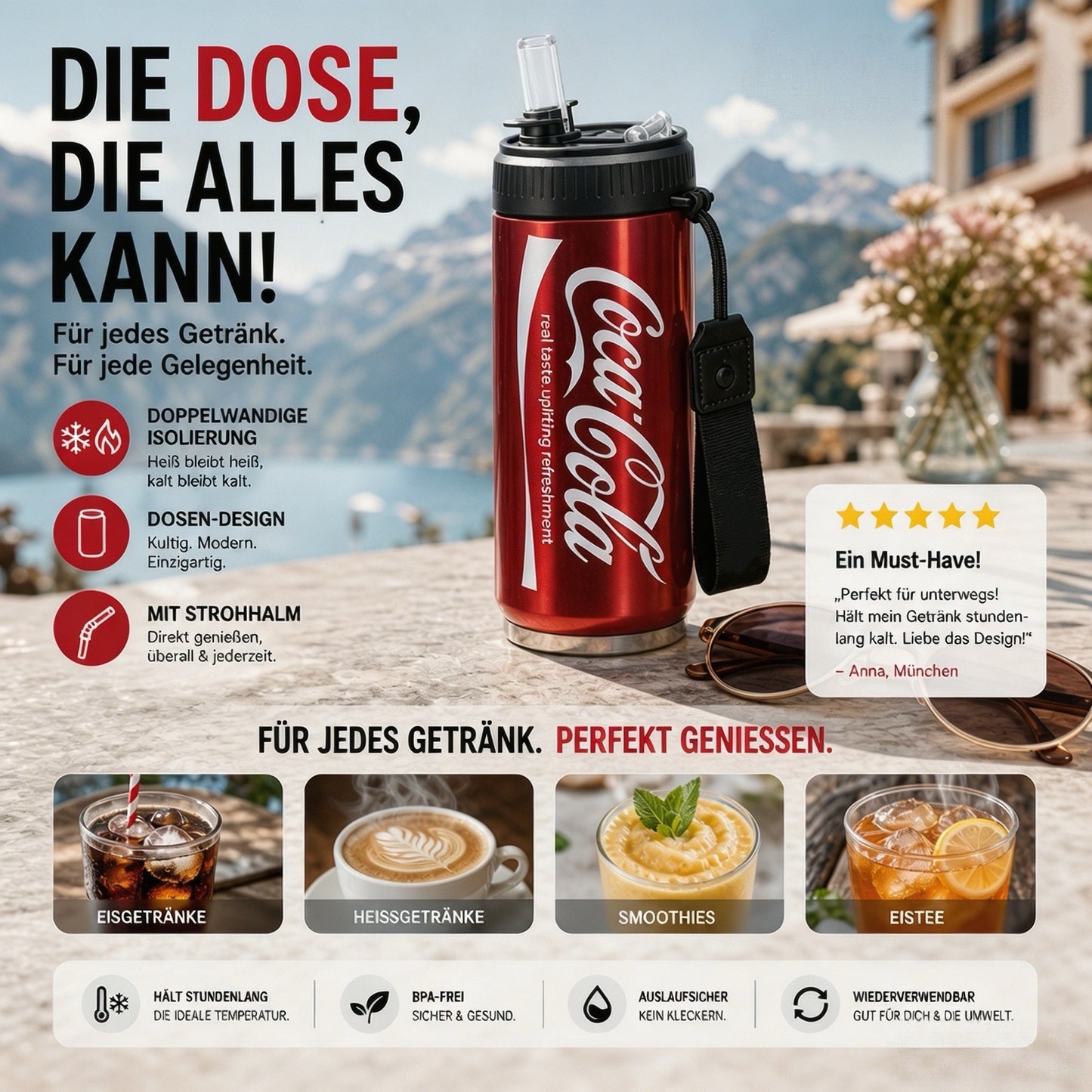 💥Über 50.000 verkaufte Exemplare!🥤Doppelwandiger, isolierter Becher aus Edelstahl in Form einer Cola-Dose