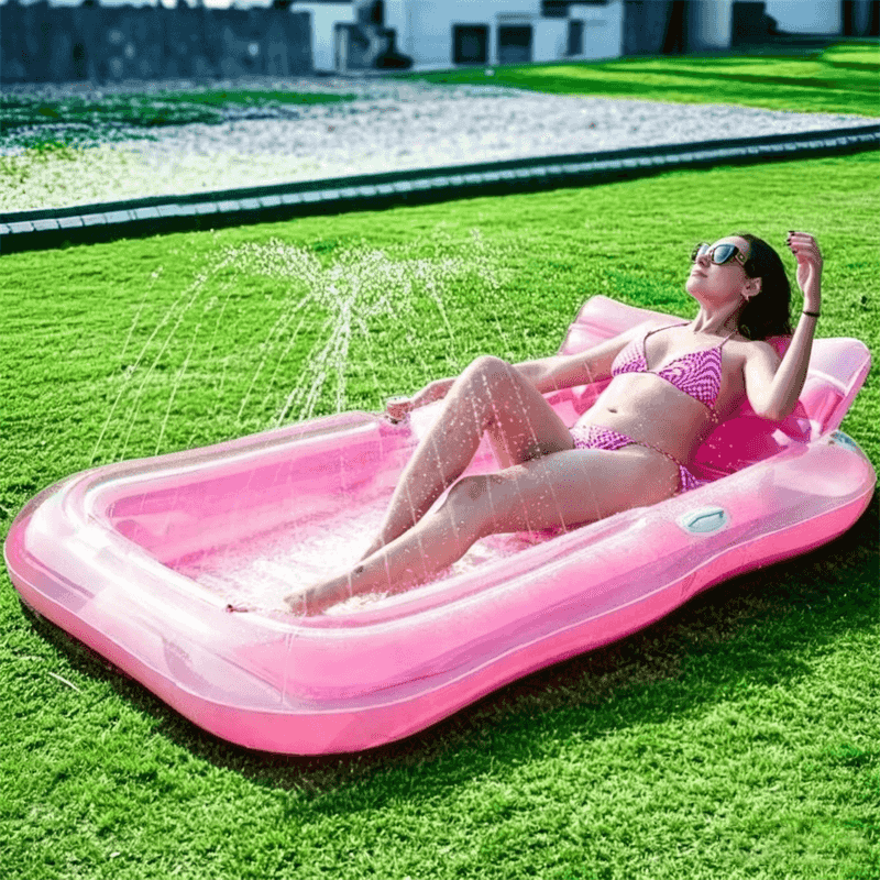 🏊 50% RABATT! 🥳 Aufblasbare Bräu-Liege – Automatische Sprühkühlung & abnehmbares Kissen – Getränkehalter & Sicherheitsgriffe – perfekt für Garten, Pool oder Strand – ideal für zwei Erwachsene 💦
