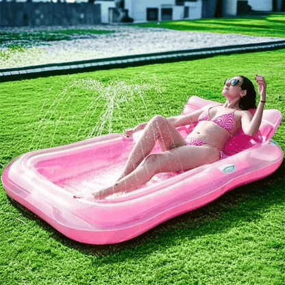 🏊 50% RABATT! 🥳 Aufblasbare Bräu-Liege – Automatische Sprühkühlung & abnehmbares Kissen – Getränkehalter & Sicherheitsgriffe – perfekt für Garten, Pool oder Strand – ideal für zwei Erwachsene 💦
