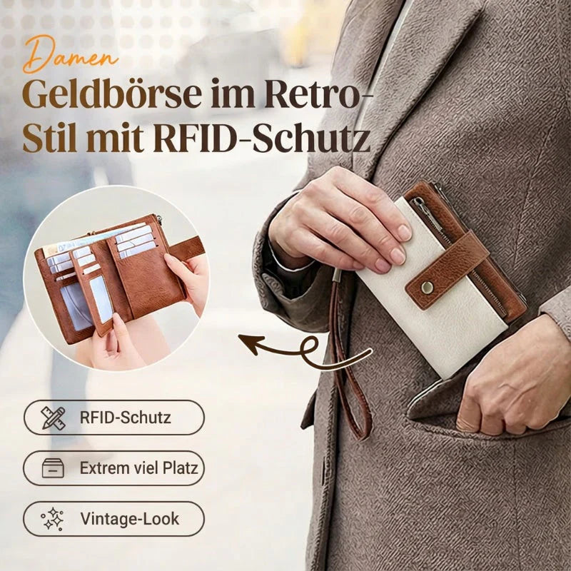🔥Zeitlich begrenztes Angebot – Damen-Geldbörse im Retro-Stil mit RFID-Schutz, dreifach gefaltet