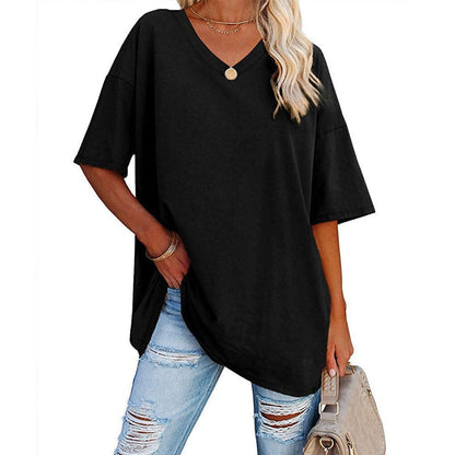🌷Sommer-Schnäppchen 2025💜Damen-T-Shirt mit V-Ausschnitt