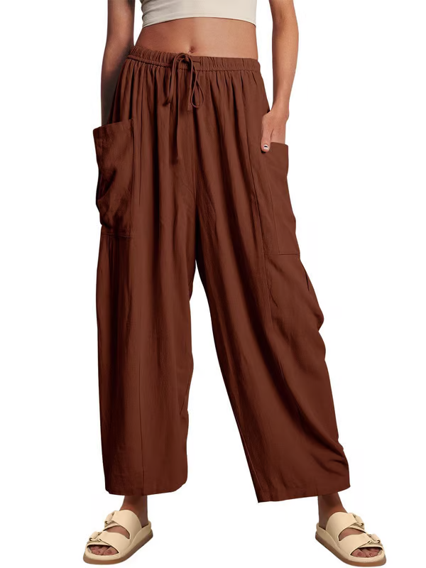 💃 50% Rabatt🔥Freizeithose aus Leinen mit weitem Bein für Damen👖