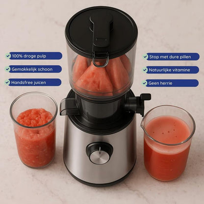 🍎Elektrischer Haushaltsentsafter🍊｜Großer Einfülltrichter, KEIN VORSCHNEIDEN nötig! Vollautomatisch & multifunktional für Obst & Gemüse