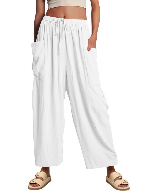 💃 50% Rabatt🔥Freizeithose aus Leinen mit weitem Bein für Damen👖