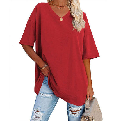 🌷Sommer-Schnäppchen 2025💜Damen-T-Shirt mit V-Ausschnitt