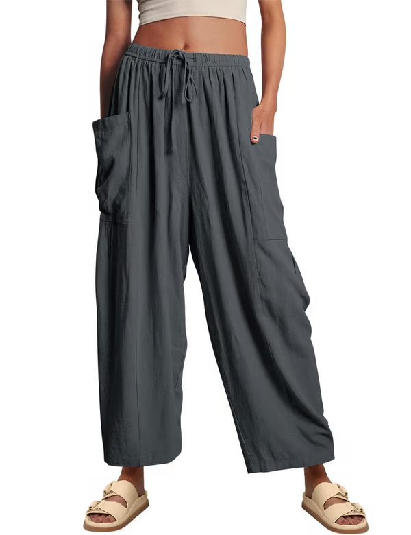 💃 50% Rabatt🔥Freizeithose aus Leinen mit weitem Bein für Damen👖