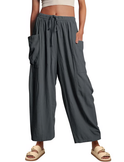 💃 50% Rabatt🔥Freizeithose aus Leinen mit weitem Bein für Damen👖