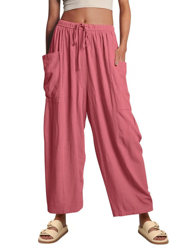 💃 50% Rabatt🔥Freizeithose aus Leinen mit weitem Bein für Damen👖