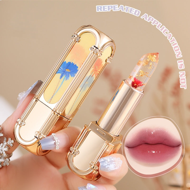Lippenstift mit Blumenfarbwechsel