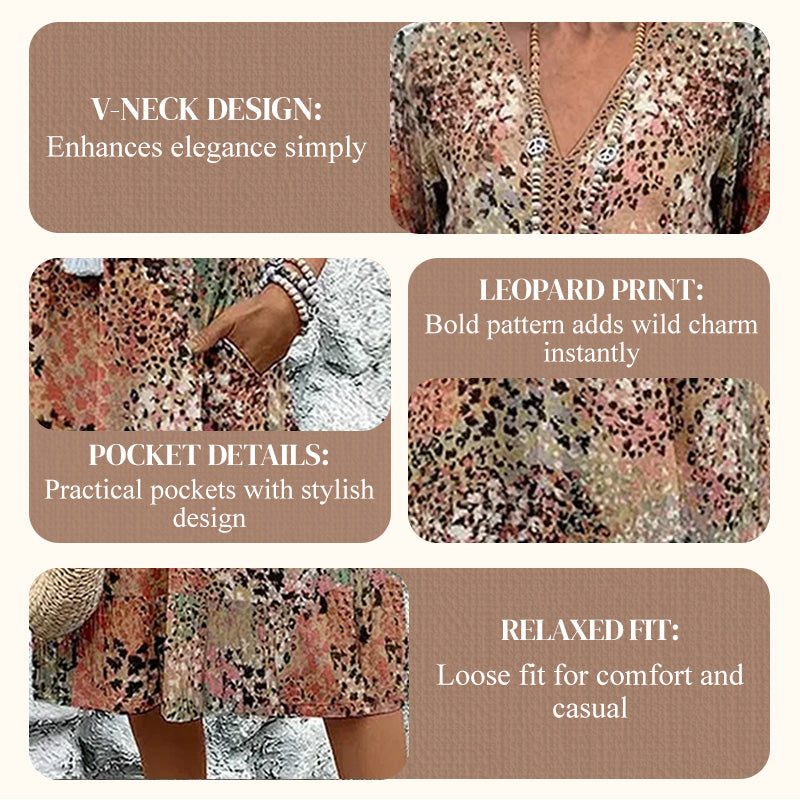 🎁Letzter Tag Hot Sale 50% Rabatt💃Bedrucktes Midikleid mit V-Ausschnitt für Damen