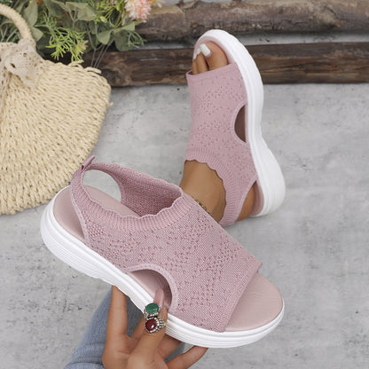 👡 Atmungsaktive Plateau-Sandalen aus Strick für Damen – leicht & komfortabel
