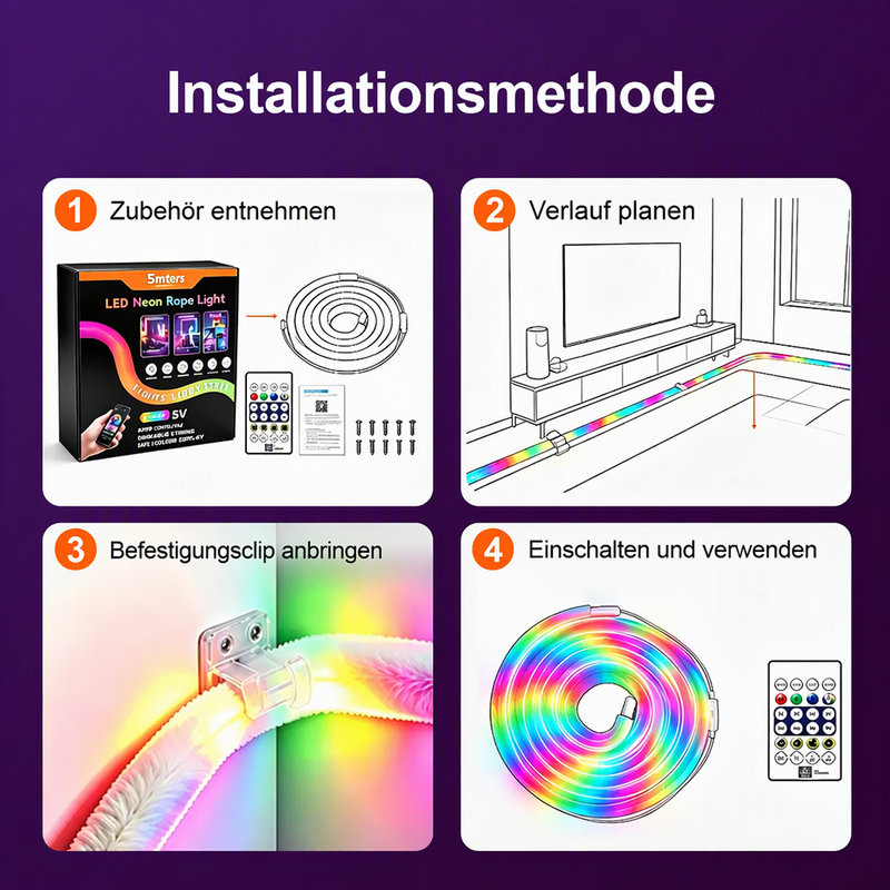 ✨ 50% RABATT! 🌟 Neon-Lichtband in Marderfell-Optik – 360° Rundumbeleuchtung ✨