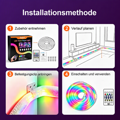 ✨ 50% RABATT! 🌟 Neon-Lichtband in Marderfell-Optik – 360° Rundumbeleuchtung ✨