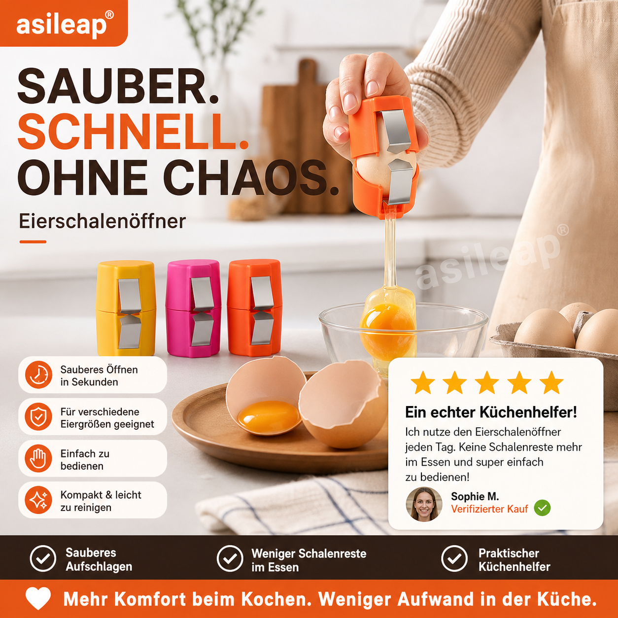 🍳 zeitlich begrenzt /nur für kurze Zeit！！ & Eigelb-Separator – hygienisch, einfach in der Handhabung & vielseitig für rohe und gekochte Eier 🥚