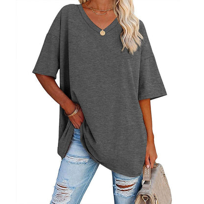 🌷Sommer-Schnäppchen 2025💜Damen-T-Shirt mit V-Ausschnitt
