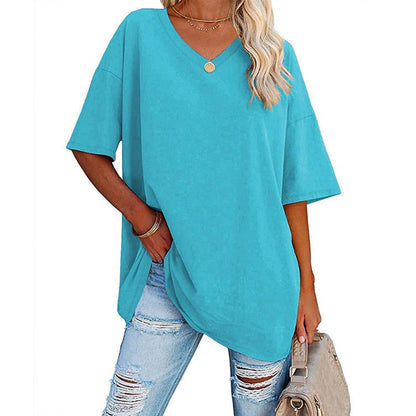 🌷Sommer-Schnäppchen 2025💜Damen-T-Shirt mit V-Ausschnitt