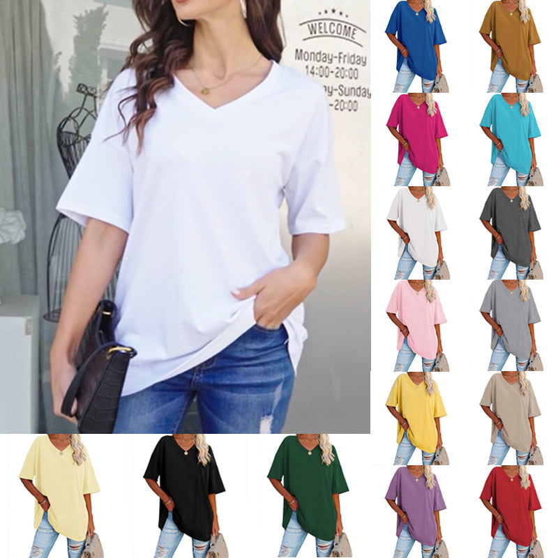 🌷Sommer-Schnäppchen 2025💜Damen-T-Shirt mit V-Ausschnitt