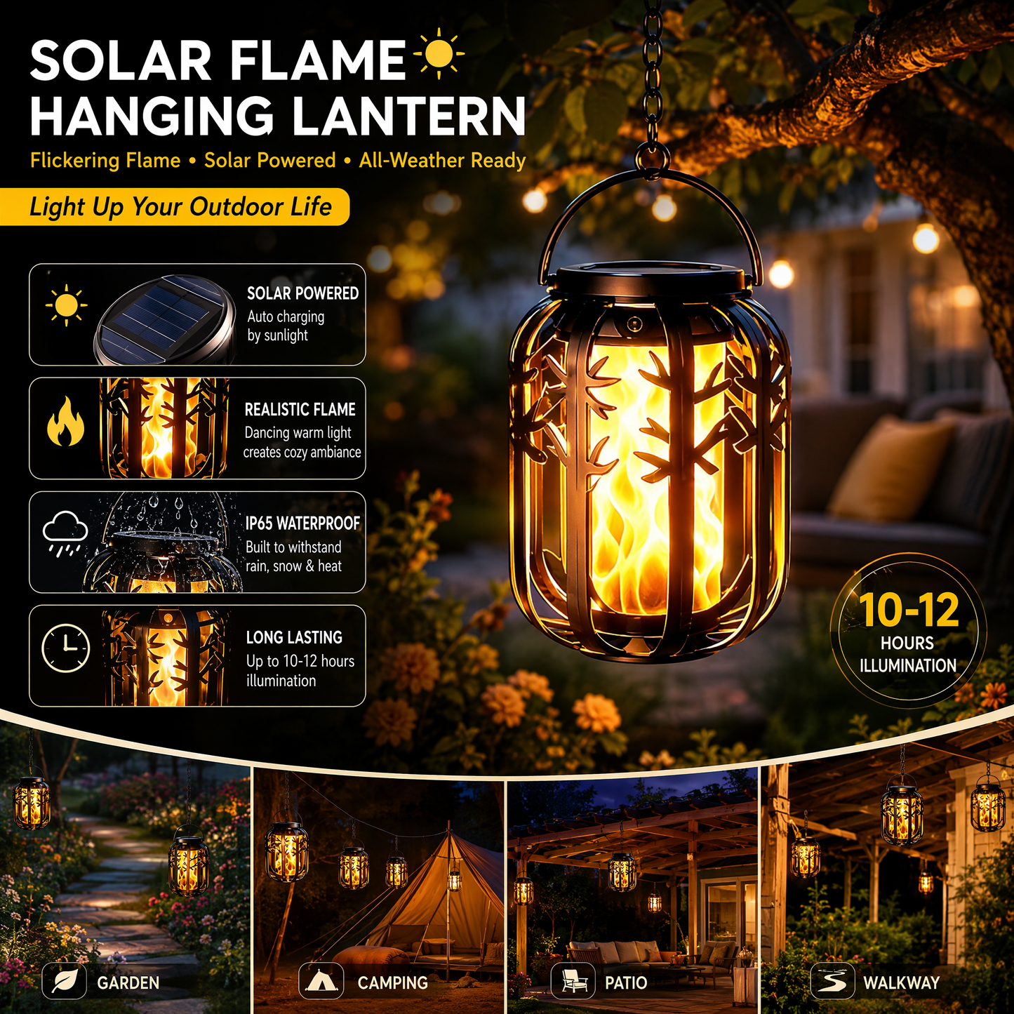 📢📢50% RABATT !!⏰Solar-Flackerflammen-Laterne – Wasserdicht, automatisch & kabelos – Realistisches warmes Licht für Terrasse & Garten 🌙