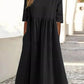 🌸🌸Frauen gelegentlich grundlegender Outdoor -Crew -Nahrung Taschenpocket Smocked Baumwollkleid